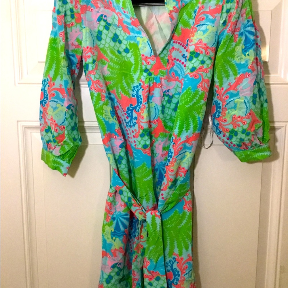 Lilly Pulitzer Lot: 1 silk dress + 1 shirt